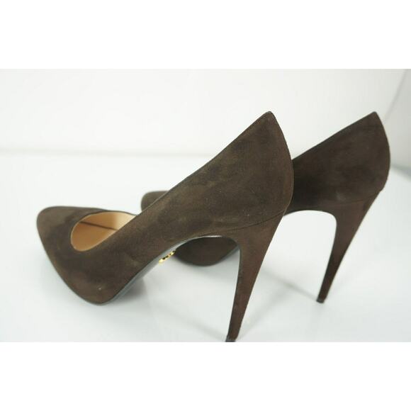 Prada Dark Brown Suede Leather Platform Heel Pumps size 40 10 - Picture 8 of 11